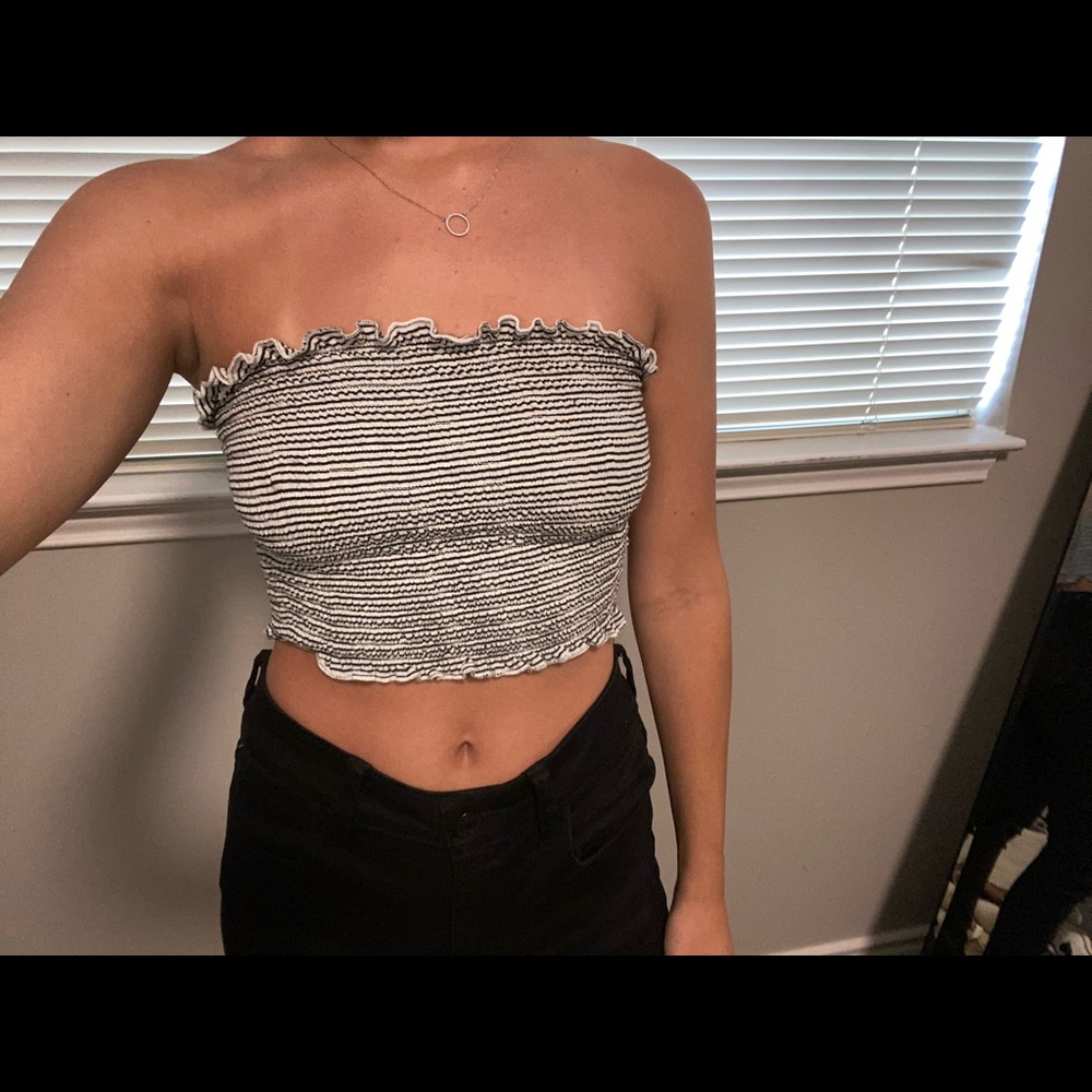 Striped bandeau top
